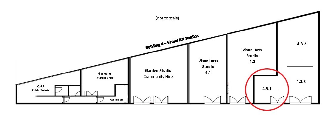 Map of Visual art studios at Gasworks Arts Park