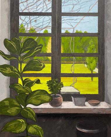painting of plant and window