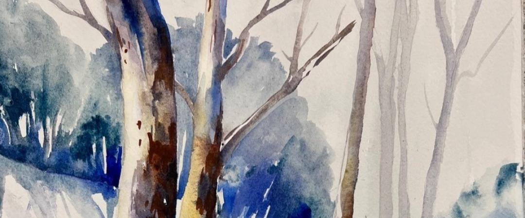 watercolour of trees